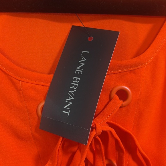 Lane Bryant Bright Orange Sleeveless Camisole Top with Lace-up Neckline - Picture 5 of 11